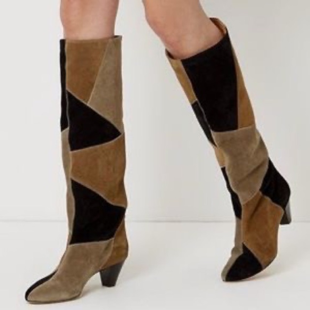 Isabel Marant Patchwork Suede Boots Army Green - Picture 1 of 10